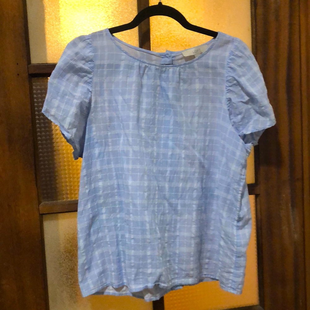 LOFT light blue back button top